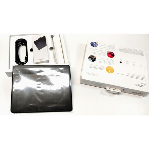 Wacom Intuos CTL-4100 Small Drawing Tablet Black NO PEN Unit Power Cord Manual - Picture 1 of 16